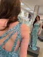 Sheath/Column Sweep Train One Shoulder Sequined Split Front Prom Dresses