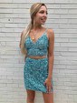 Sheath/Column V-neck Sequined Short/Mini Short Prom Dresses