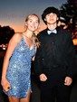 Sheath/Column V-neck Sequined Short/Mini Short Prom Dresses With Split Front