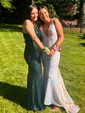 Trumpet/Mermaid Sweep Train V-neck Sequined Prom Dresses