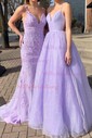 Ball Gown/Princess Floor-length V-neck Glitter Pockets Prom Dresses