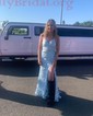 Sheath/Column V-neck Lace Sweep Train Beading Prom Dresses