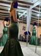 Trumpet/Mermaid Sweep Train V-neck Satin Elegant Prom Dresses