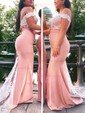 Trumpet/Mermaid Floor-length Off-the-shoulder Stretch Crepe Appliques Lace Prom Dresses