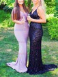 Sheath/Column Off-the-shoulder Jersey Sweep Train Beading Prom Dresses
