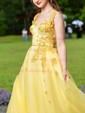 Ball Gown/Princess Sweep Train V-neck Organza Beading Prom Dresses