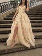 Ball Gown/Princess Sweep Train One Shoulder Tulle Flower(s) Prom Dresses