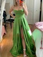 Ball Gown/Princess Sweetheart Satin Sweep Train Prom Dresses With Split Front