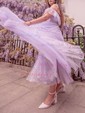 Ball Gown/Princess Ankle-length Off-the-shoulder Tulle Bow Prom Dresses
