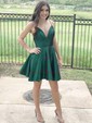 A-line V-neck Silk-like Satin Short/Mini Short Prom Dresses