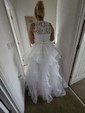 Ball Gown Illusion Tulle Sweep Train Wedding Dresses With Cascading Ruffles