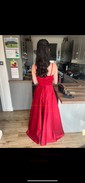 Ball Gown V-neck Satin Floor-length Ruffles Prom Dresses