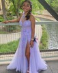 Ball Gown/Princess Sweep Train One Shoulder Tulle Glitter Flower(s) Prom Dresses