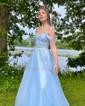 Ball Gown/Princess Sweep Train Sweetheart Tulle Appliques Lace Prom Dresses