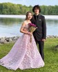 Ball Gown/Princess Off-the-shoulder Lace Floor-length Prom Dresses With Appliques Lace