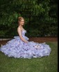 Ball Gown/Princess Halter Tulle Sweep Train Prom Dresses With Tiered