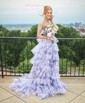 Ball Gown/Princess Halter Tulle Sweep Train Prom Dresses With Tiered