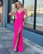 Sheath/Column Sweep Train V-neck Sequined Split Front Prom Dresses