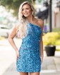 Sheath/Column One Shoulder Sequined Short/Mini Short Prom Dresses