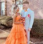 Ball Gown/Princess Halter Tulle Sweep Train Prom Dresses With Tiered