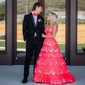 Ball Gown/Princess Off-the-shoulder Tulle Sweep Train Prom Dresses With Appliques Lace