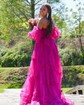 Ball Gown/Princess Off-the-shoulder Tulle Court Train Prom Dresses With Sashes / Ribbons