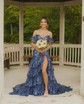 Trumpet/Mermaid Off-the-shoulder Tulle Sweep Train Prom Dresses With Appliques Lace