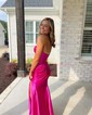 Mermaid Strapless Satin Cut Out Prom Dresses With Ruched