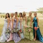 A-line Halter Metallic Floor-length Prom Dresses With Ruched