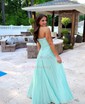 A-line Sweetheart Chiffon Sweep Train Prom Dresses With Split Front