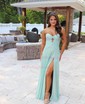 A-line Sweetheart Chiffon Sweep Train Prom Dresses With Split Front