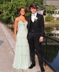 A-line Sweetheart Chiffon Sweep Train Prom Dresses With Split Front