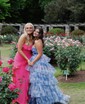 Ball Gown/Princess Halter Tulle Sweep Train Prom Dresses With Tiered