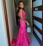 Trumpet/Mermaid V-neck Sequined Sweep Train Prom Dresses