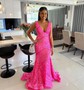 Trumpet/Mermaid V-neck Sequined Sweep Train Prom Dresses