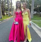 Ball Gown Sweetheart Satin Sweep Train Split Front Prom Dresses