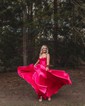 Ball Gown Sweetheart Satin Sweep Train Prom Dresses With Split Front