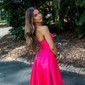 Ball Gown Sweetheart Satin Sweep Train Prom Dresses With Split Front