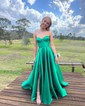 Ball Gown Sweetheart Satin Sweep Train Split Front Prom Dresses