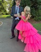 Ball Gown/Princess Sweetheart Lace Tulle Asymmetrical Prom Dresses With Tiered