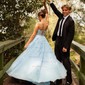 Ball Gown/Princess Sweetheart Lace Tulle Sweep Train Prom Dresses With Appliques Lace