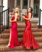 Trumpet/Mermaid Straight Silk-like Satin Sweep Train Prom Dresses With Ruched