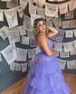 Ball Gown/Princess Straight Tulle Floor-length Prom Dresses With Tiered