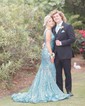 Trumpet/Mermaid V-neck Sequined Sweep Train Prom Dresses