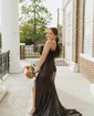 Sheath/Column Strapless Sequined Sweep Train Prom Dresses With Feathers / Fur