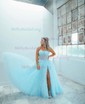 Ball Gown/Princess Sweetheart Tulle Court Train Prom Dresses With Appliques Lace