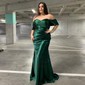 Trumpet/Mermaid Off-the-shoulder Silk-like Satin Floor-length Prom Dresses With Ruffles