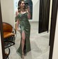 Sheath/Column Off-the-shoulder Silk-like Satin Floor-length Prom Dresses With Ruched