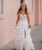 Ball Gown Off-the-shoulder Tulle Sweep Train Prom Dresses With Appliques Lace