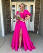 Ball Gown/Princess Off-the-shoulder Satin Sweep Train Prom Dresses With Ruched